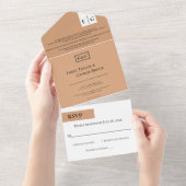 Modern Simple Terracotta Monogram Elegant Wedding All In One Uitnodiging (Afscheurbaar)