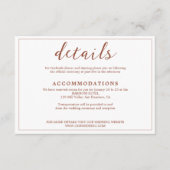 Modern Simple Terracotta Rust in White Wedding Informatiekaartje (Voorkant)