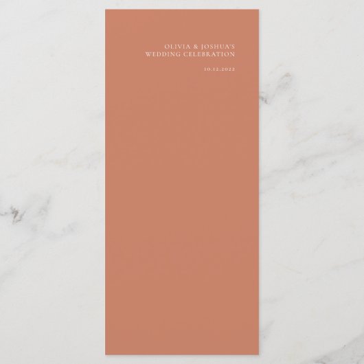 Modern Simple Terracotta Wedding Menu (Achterkant)