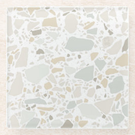 Modern Simple Terrazzo White Tile Glazen Onderzetter