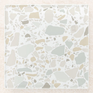 Modern Simple Terrazzo White Tile Glazen Onderzetter