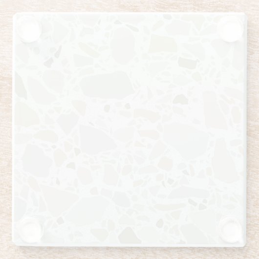 Modern Simple Terrazzo White Tile Glazen Onderzetter (Achterkant)