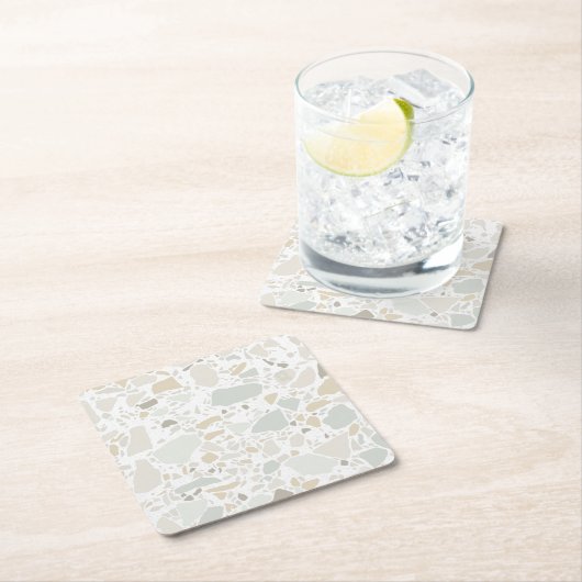 Modern Simple Terrazzo White Tile Kartonnen Onderzetters (Insitu)