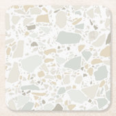 Modern Simple Terrazzo White Tile Kartonnen Onderzetters (Voorkant)