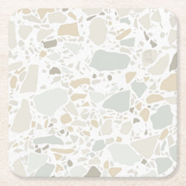 Modern Simple Terrazzo White Tile Kartonnen Onderzetters