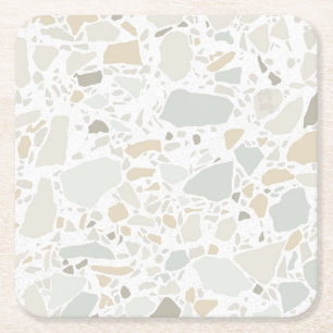 Modern Simple Terrazzo White Tile Kartonnen Onderzetters