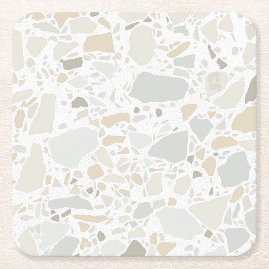 Modern Simple Terrazzo White Tile Kartonnen Onderzetters (Voorkant)
