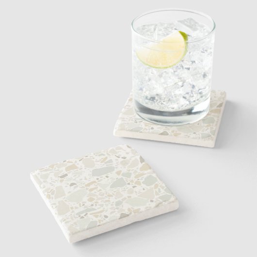 Modern Simple Terrazzo White Tile Stenen Onderzetter (Zijkant)