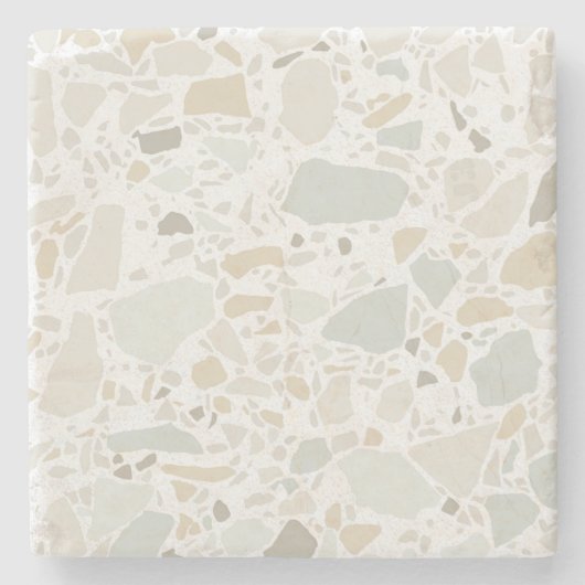 Modern Simple Terrazzo White Tile Stenen Onderzetter (Voorkant)
