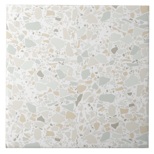 Modern Simple Terrazzo White Tile Tegeltje (Voorkant)