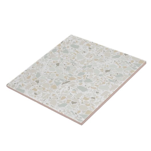 Modern Simple Terrazzo White Tile Tegeltje (Zijkant)