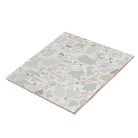 Modern Simple Terrazzo White Tile Tegeltje (Zijkant)