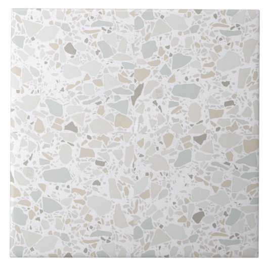Modern Simple Terrazzo White Tile Tegeltje (Voorkant)