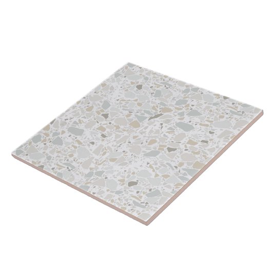 Modern Simple Terrazzo White Tile Tegeltje (Zijkant)