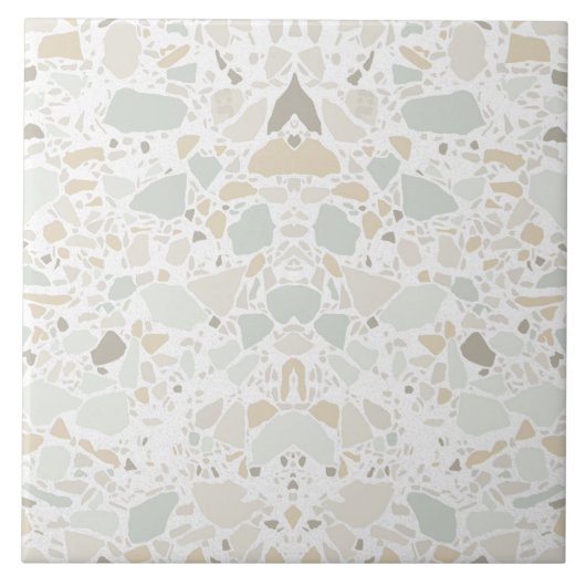 Modern Simple Terrazzo White Tile Tegeltje (Voorkant)