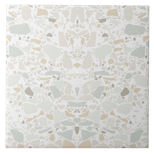 Modern Simple Terrazzo White Tile Tegeltje (Voorkant)