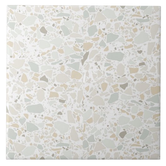 Modern Simple Terrazzo White Tile Tegeltje (Voorkant)