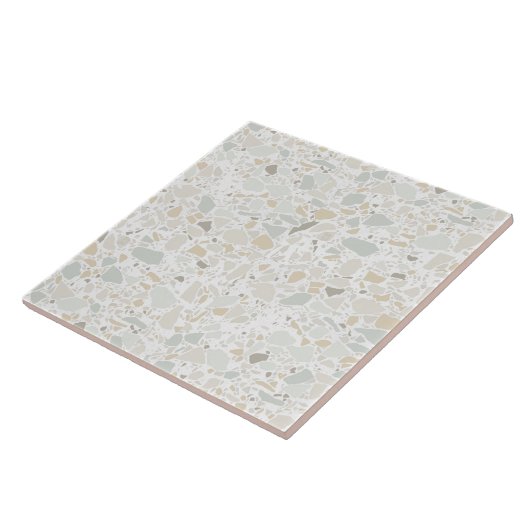 Modern Simple Terrazzo White Tile Tegeltje (Zijkant)