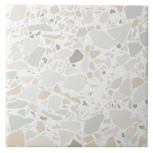Modern Simple Terrazzo White Tile Tegeltje (Voorkant)