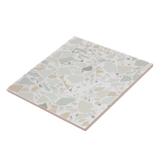 Modern Simple Terrazzo White Tile Tegeltje (Zijkant)