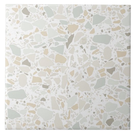 Modern Simple Terrazzo White Tile Tegeltje (Voorkant)