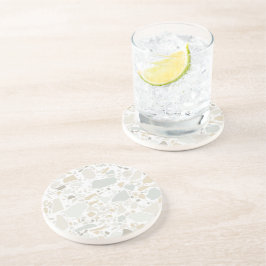 Modern Simple Terrazzo White Tile Zandsteen Onderzetter