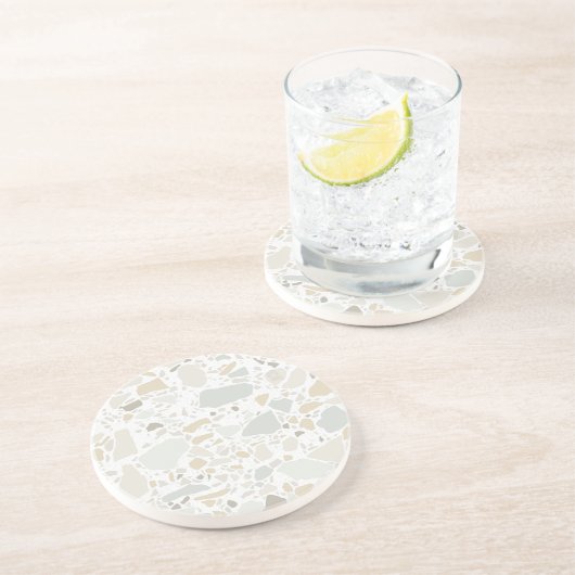 Modern Simple Terrazzo White Tile Zandsteen Onderzetter (Zijkant)