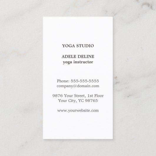 Modern Simple Texture Black Yellow Yoga Instructor Visitekaartje (Achterkant)