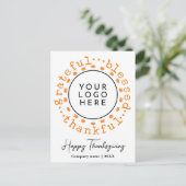 Modern Simple Thanksgiving Wreath Business Logo Feestdagenkaart (Staand voorkant)