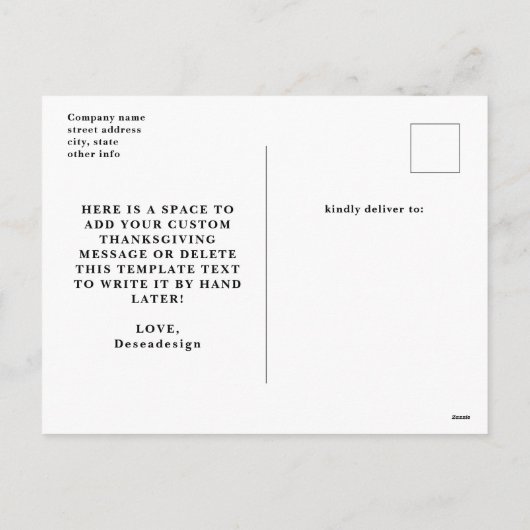 Modern Simple Thanksgiving Wreath Business Logo Feestdagenkaart (Achterkant)