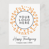 Modern Simple Thanksgiving Wreath Business Logo Feestdagenkaart (Voorkant)