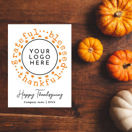 Modern Simple Thanksgiving Wreath Business Logo Feestdagenkaart