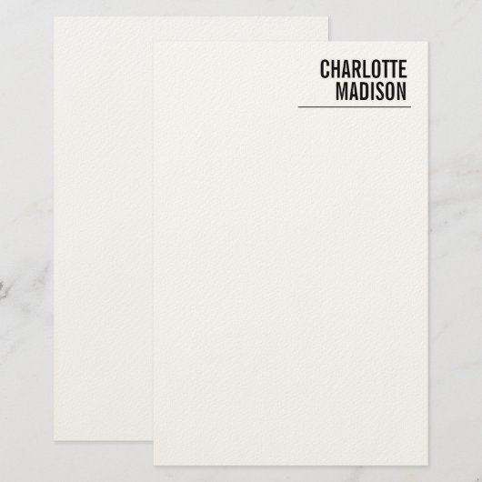 Modern Simple Trendy Minimalist Plain Briefpapier (Voorkant / Achterkant)
