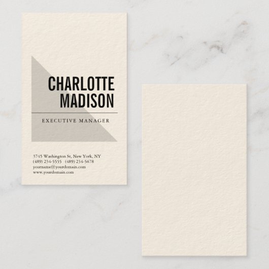 Modern Simple Trendy Minimalist Plain Cream Visitekaartje (Voorkant / Achterkant)
