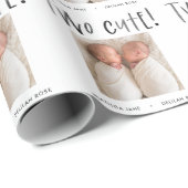 Modern simple twin photo tan brown two cute birth cadeaupapier (Rol Hoek)