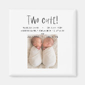Modern simple twin photo tan brown two cute birth magneet (Voorkant)
