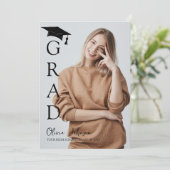 Modern Simple Two Photo Graduation Party Kaart (Staand voorkant)