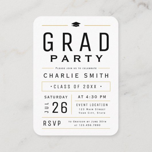 Modern Simple Typography Foto Afstuderen uitnodigi Informatiekaartje (Achterkant)
