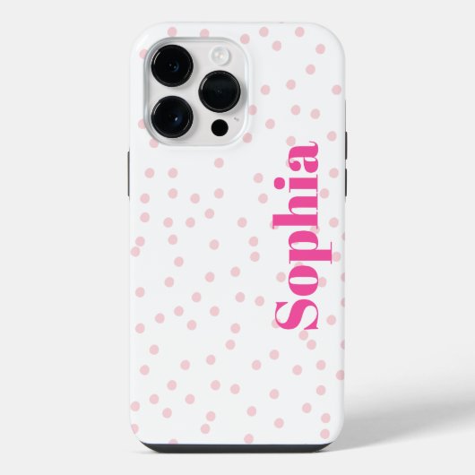 Modern Simple Typography Pink Polka Dot iPhone Hoesje (Achterkant)