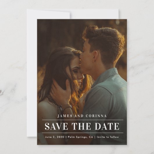 Modern Simple Typography Weddenfoto Save The Date (Voorkant)