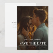 Modern Simple Typography Weddenfoto Save The Date (Voorkant / Achterkant)