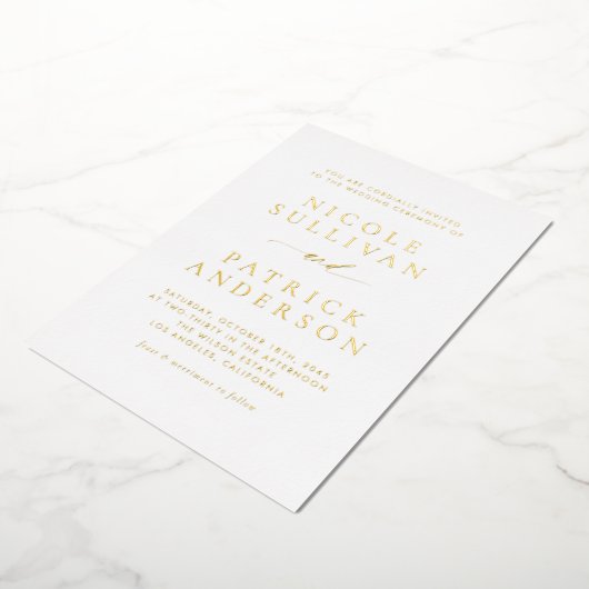 Modern Simple Typography Wedding Folie Uitnodiging (Gedraaid)