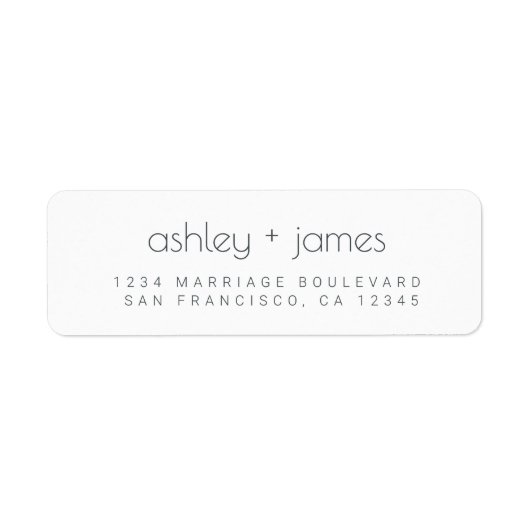 Modern Simple Typography Wedding Return Address Etiket (Voorkant)