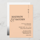 Modern Simple Vanilla Peach Monogram Foto Weddensc Kaart (Voorkant / Achterkant)