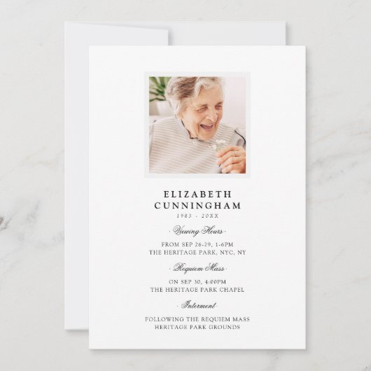 Modern Simple Viewing, Requiem, Interment Funeral Kaart (Voorkant)