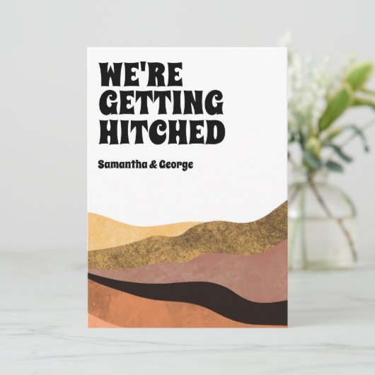 Modern Simple We krijgen gehitte Boho Wedding Save The Date (Staand voorkant)