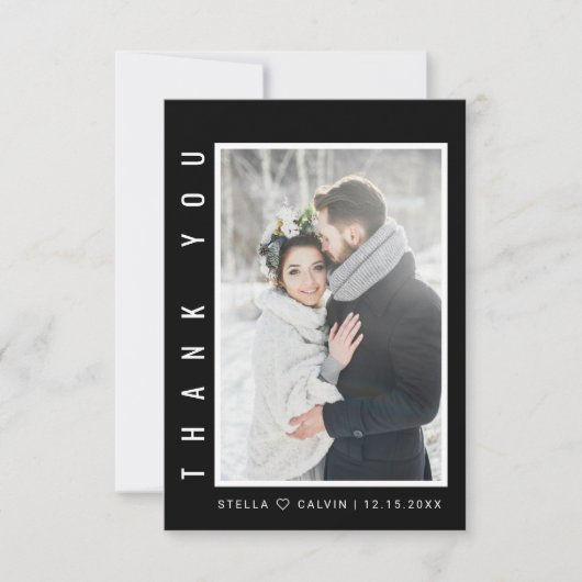 Modern Simple Wedding Black Bedankkaart (Voorkant)