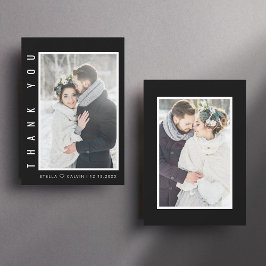Modern Simple Wedding Black Bedankkaart