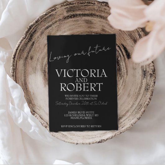 Modern Simple Wedding Engagement Black Quote Kaart