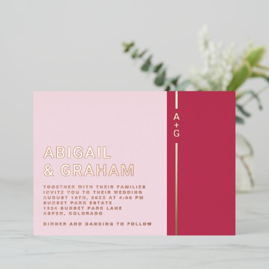 Modern Simple Wedding Folie Uitnodiging (Staand Voorkant)